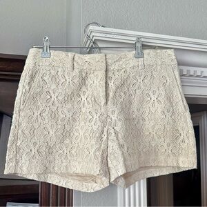 LOFT Cream Lace Overlay Shorts